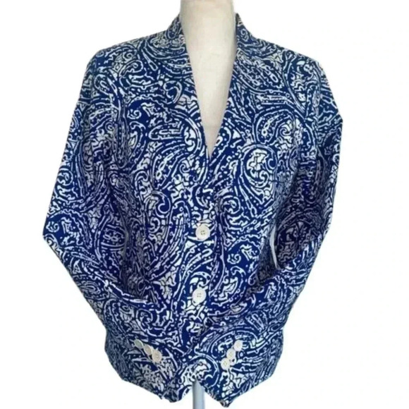 TALBOTS Navy Blue and White Blazer Like New - Picture 6 of 16